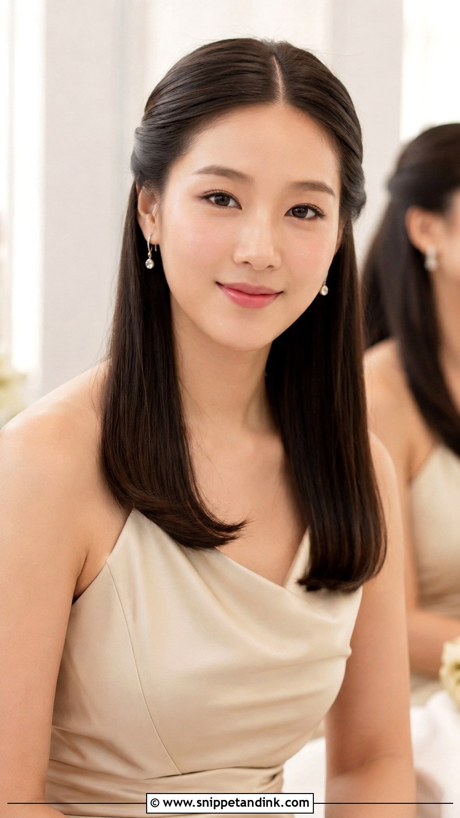 Straight Hair Bridesmaid Hairstyle - Snippet and Ink - 25 Simple Bridesmaid Hairstyles