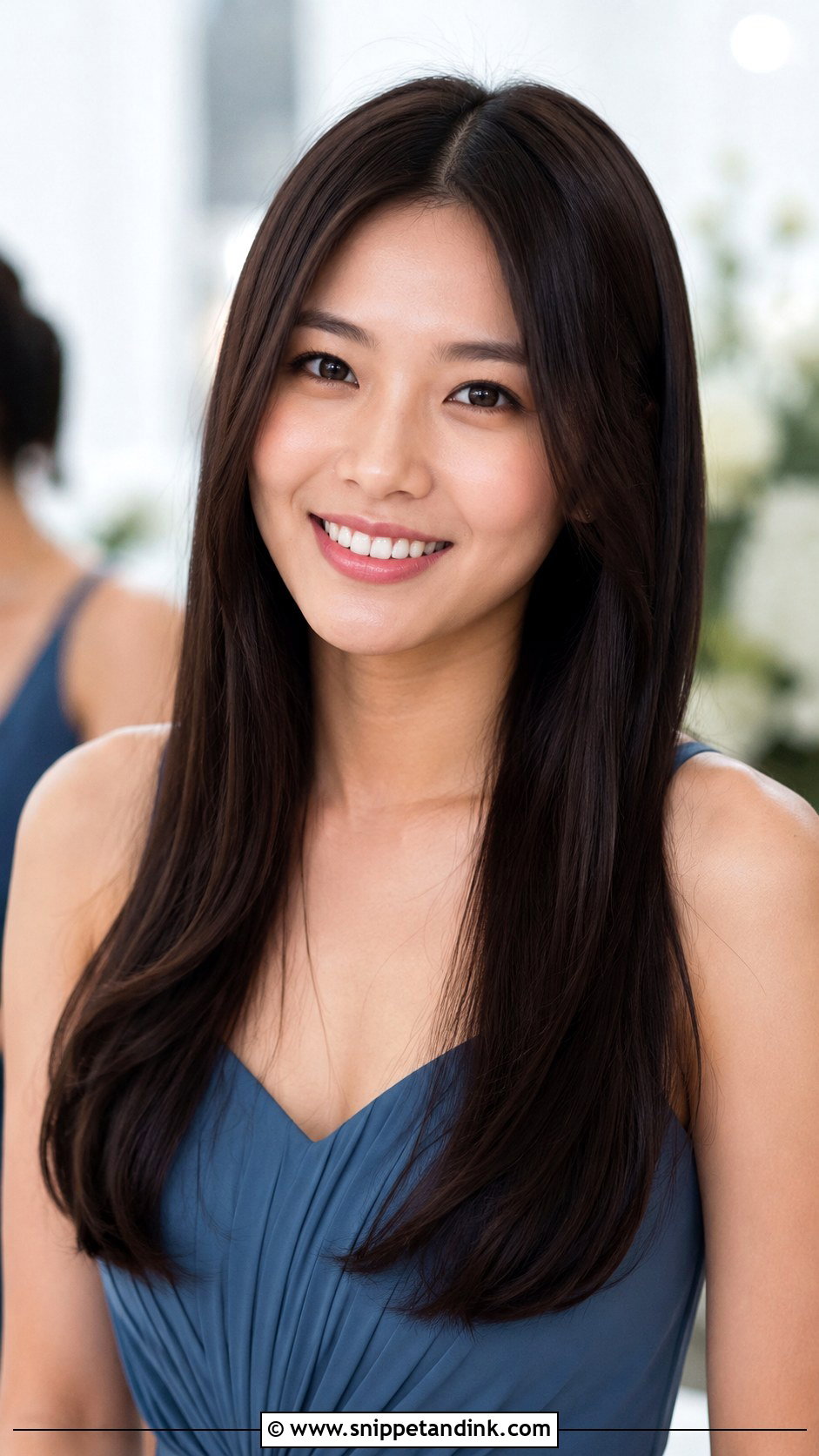 Straight Hair Down Bridesmaid Hair - Snippet and Ink - 20 Hair Down Wedding Bridesmaid Ideas