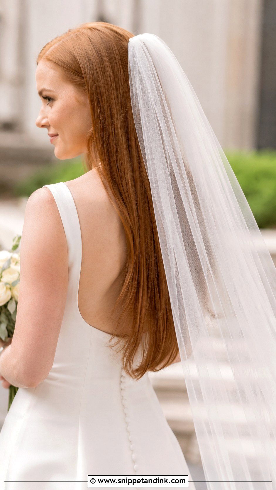 Straight Hair Down with Veil - Snippet and Ink - 30 Straight Hair Hairstyles for Wedding