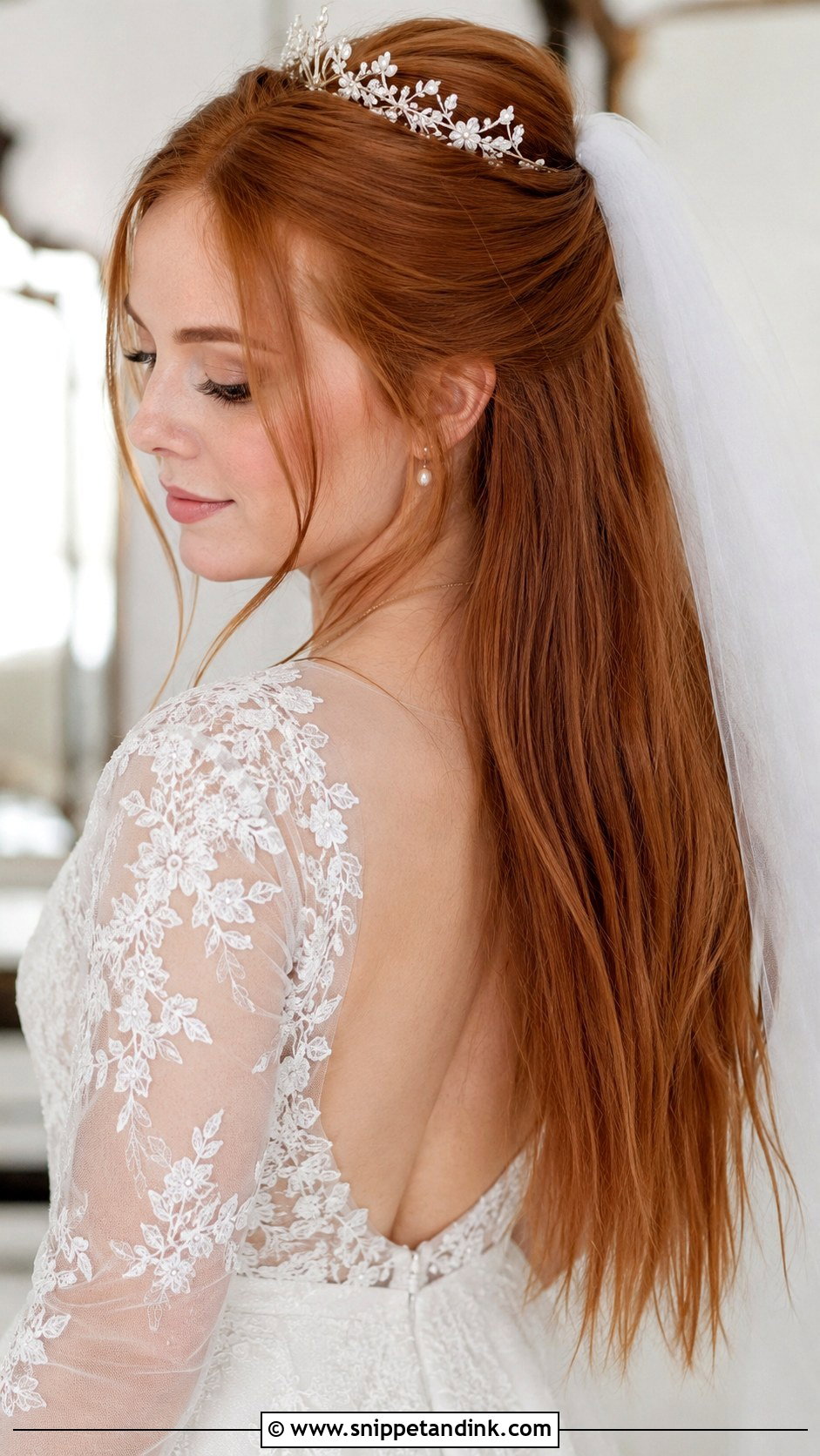 Straight Hair Half Up Half Down - Snippet and Ink - 25 Straight Bridal Hairstyles