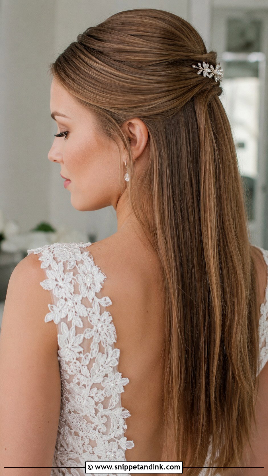 Straight Hair Half Up Half Down Wedding Style - Snippet and Ink - 25 Hairstyles for Straight Hair for Wedding
