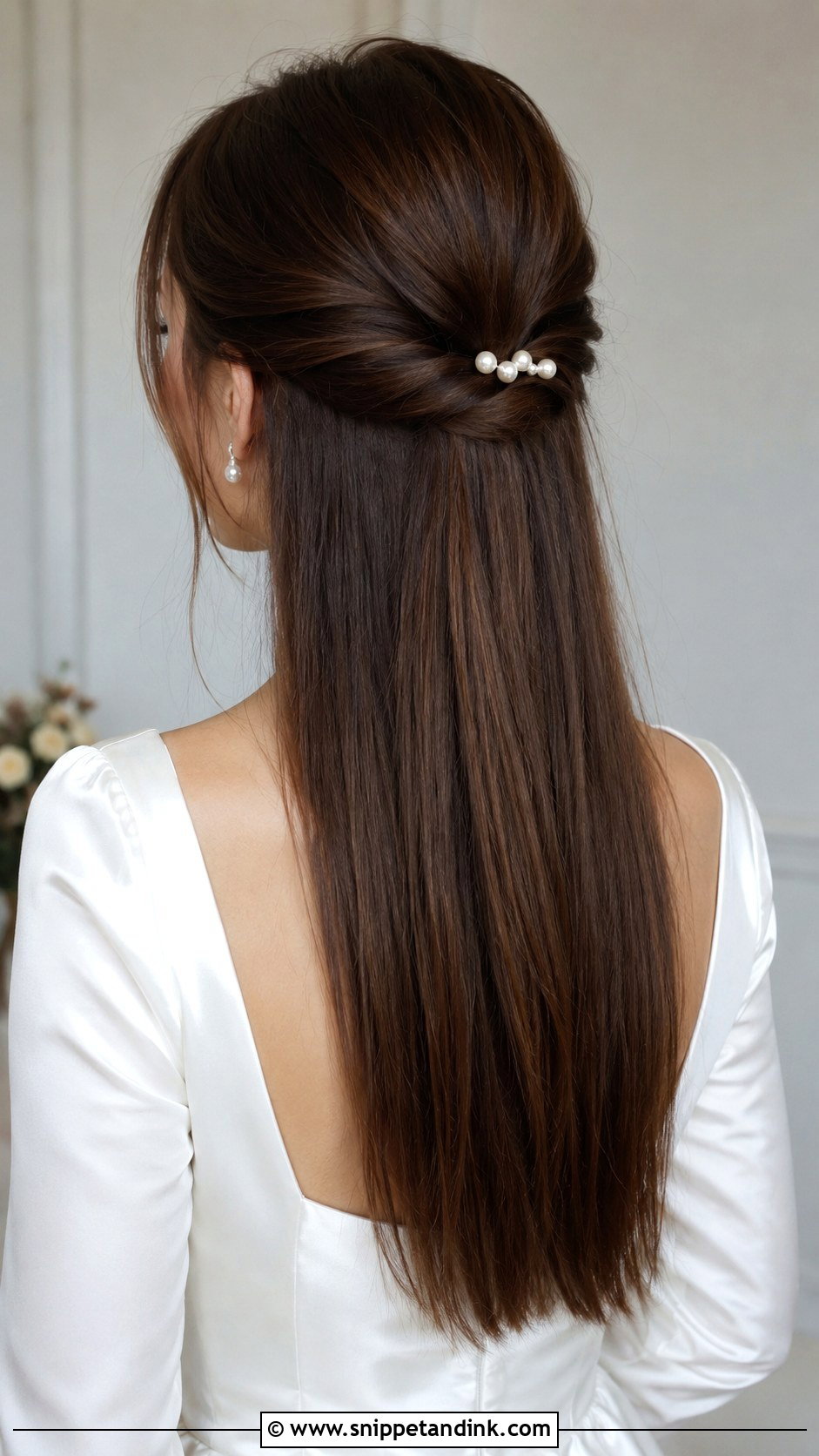 Straight Hair Half Up Half Down - Snippet and Ink - 15 Straight Hairstyles for Bride