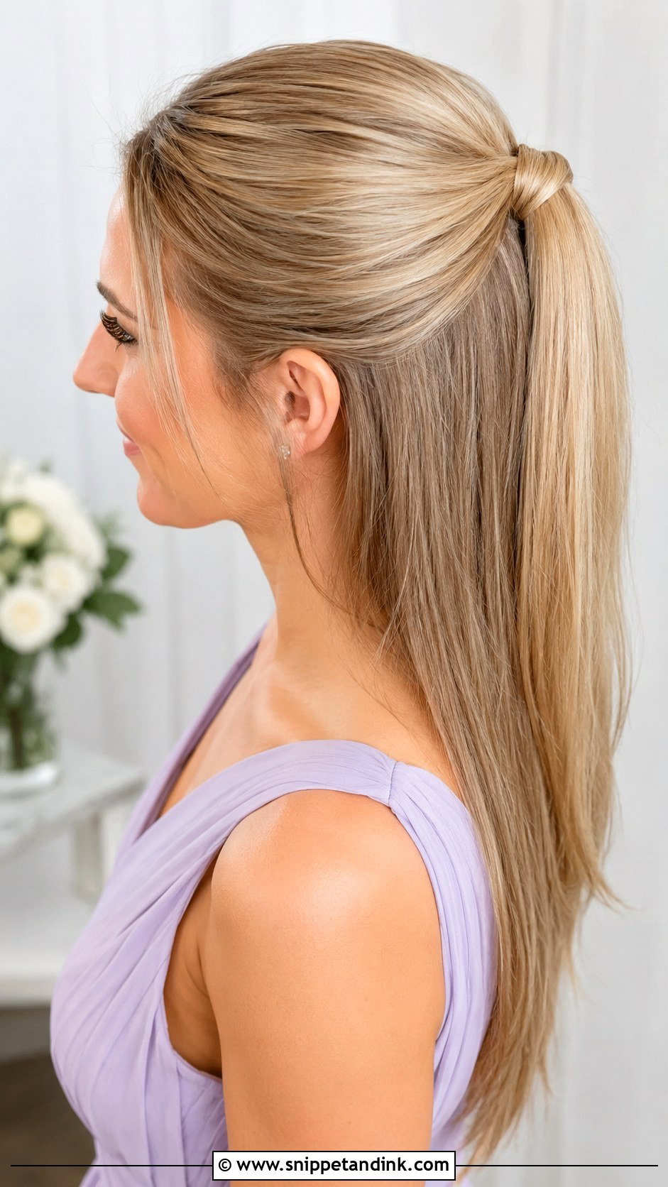 Straight Hair Half Up Ponytail Bridesmaid Hairstyle - Snippet and Ink - 20 Bridesmaid Hairstyles Straight Hair