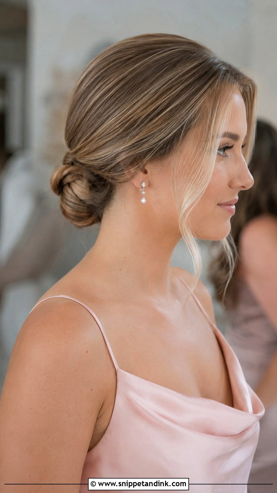 Straight Hair Low Bun Bridesmaid Hairstyle - Snippet and Ink - 20 Bridesmaid Hairstyles Straight Hair