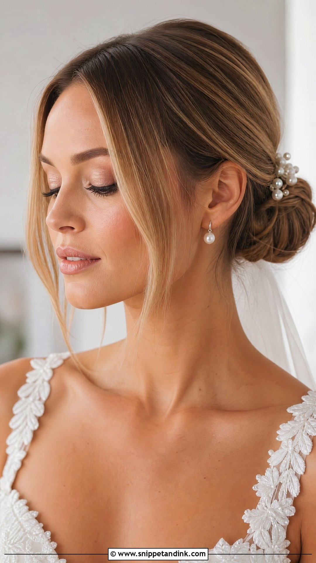 Straight Hair Low Bun With Face Framing Pieces - Snippet and Ink - 20 Wedding Hairstyles with Straight Hair