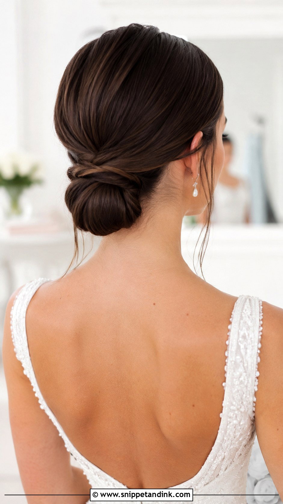 Straight Hair Low Chignon - Snippet and Ink - 30 Straight Hairstyles for Wedding