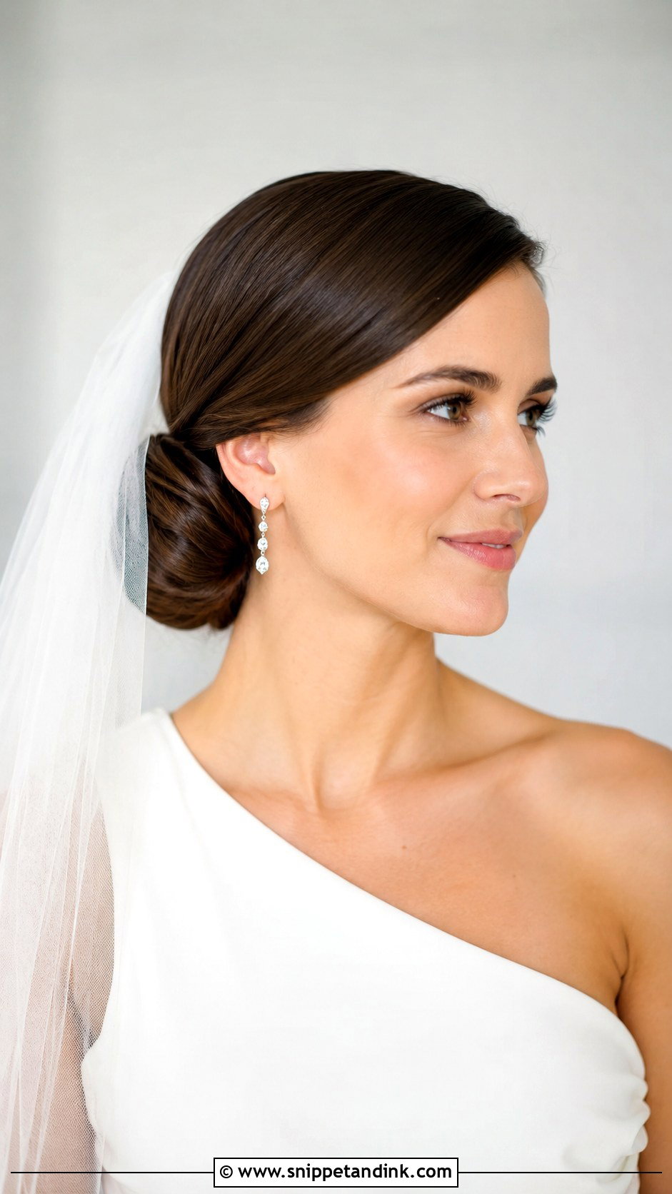 Straight Hair Low Side Bun - Snippet and Ink - 25 Straight Bridal Hairstyles