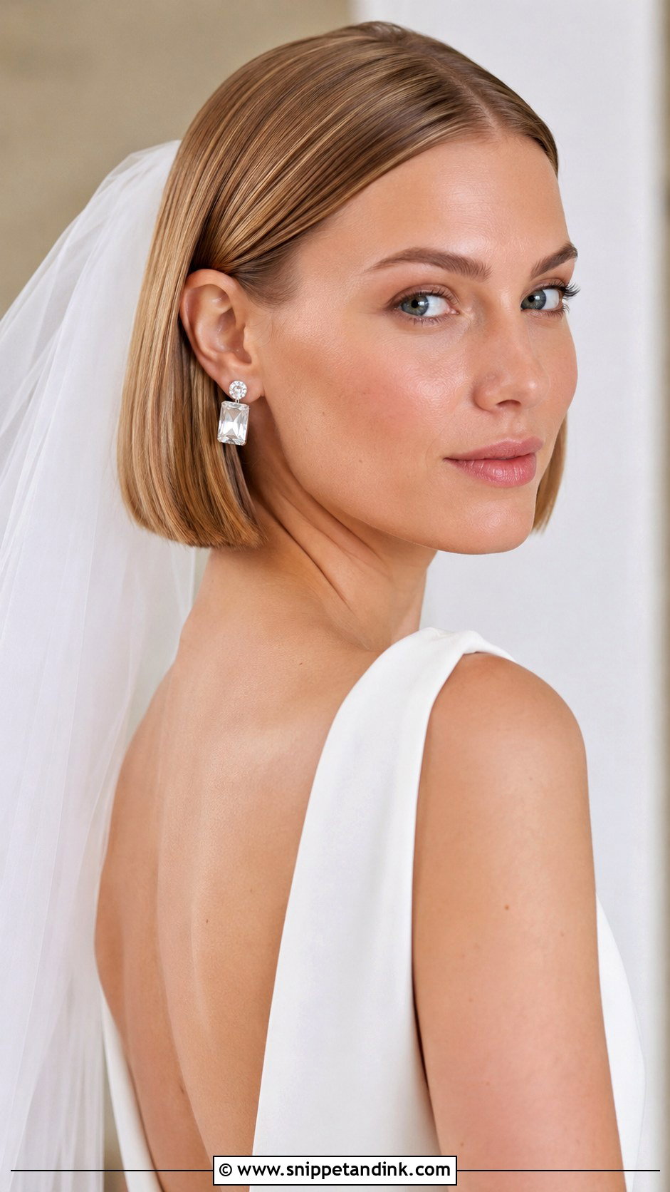 Straight Hair Sleek Bob - Snippet and Ink - 25 Straight Bridal Hairstyles