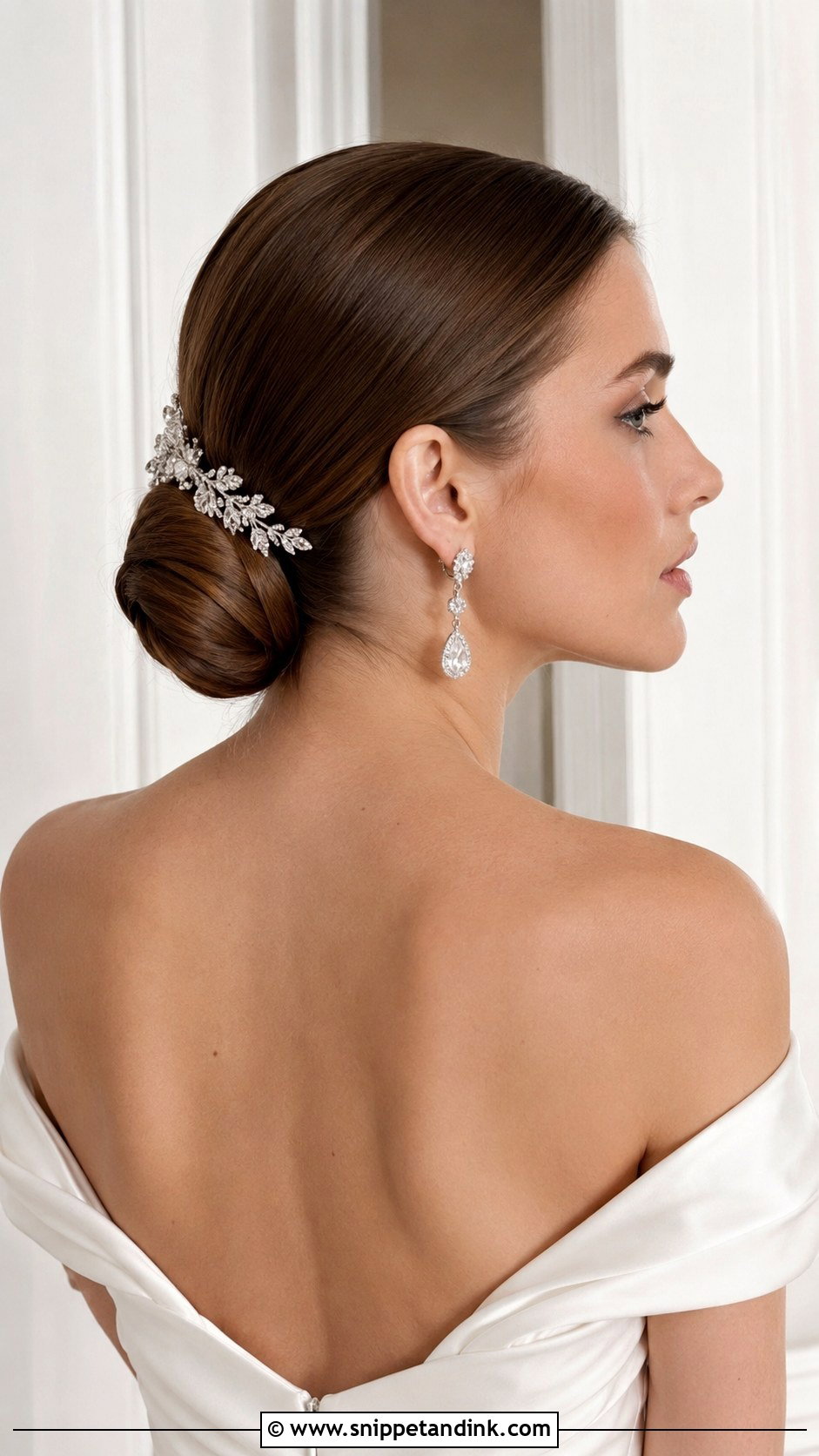 Straight Hair Sleek Chignon - Snippet and Ink - 25 Straight Wedding Hairstyles