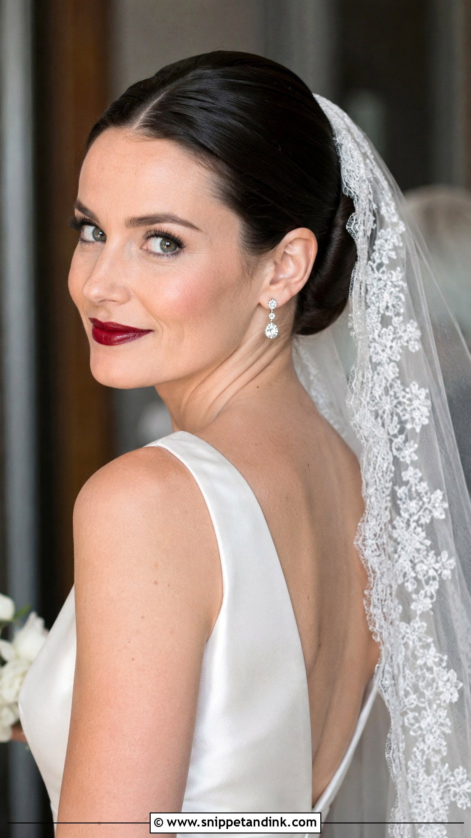 Straight Hair Sleek Chignon - Snippet and Ink - 25 Straight Bridal Hairstyles