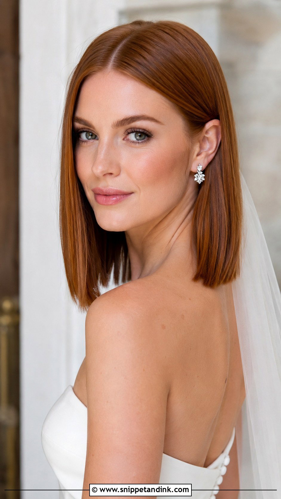 Straight Hair Sleek Lob - Snippet and Ink - 25 Straight Bridal Hairstyles