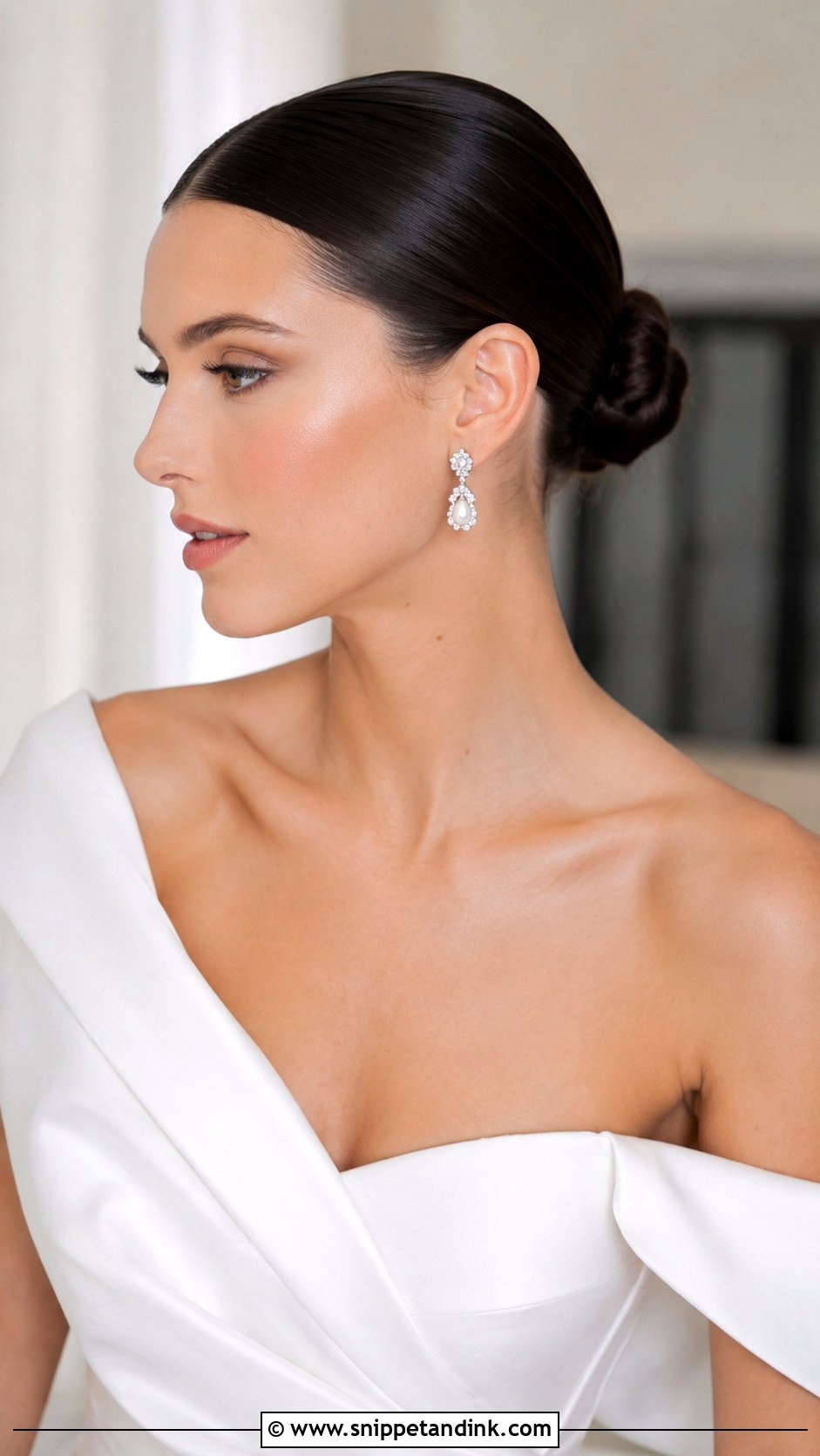 Straight Hair Slicked Back Bun - Snippet and Ink - 25 Straight Bridal Hairstyles