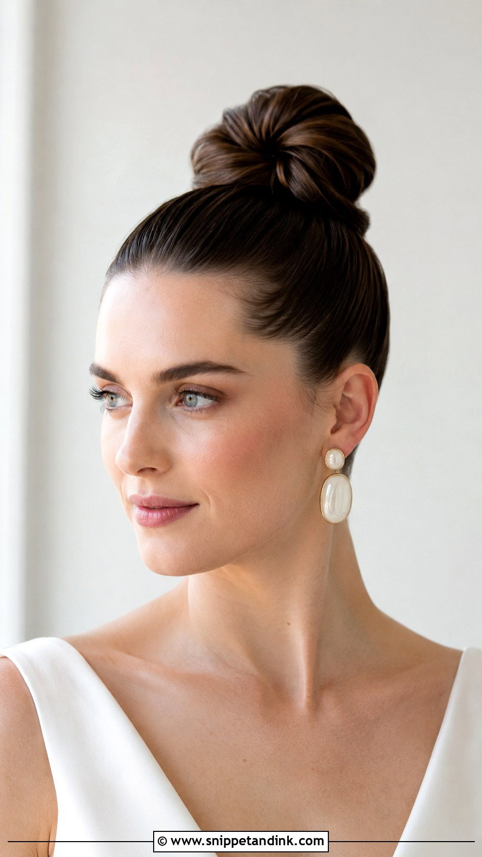 Straight Hair Top Knot for Bride - Snippet and Ink - 25 Hairstyles for Straight Hair for Wedding