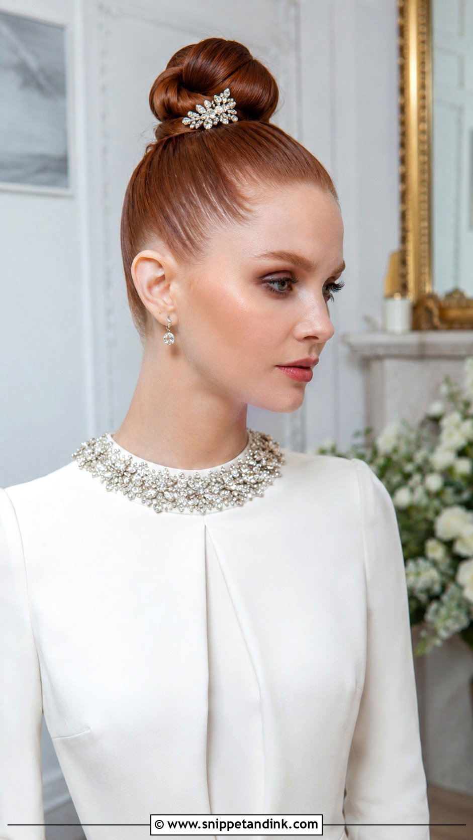 Straight Hair Top Knot for Brides - Snippet and Ink - 25 Straight Bridal Hair Ideas