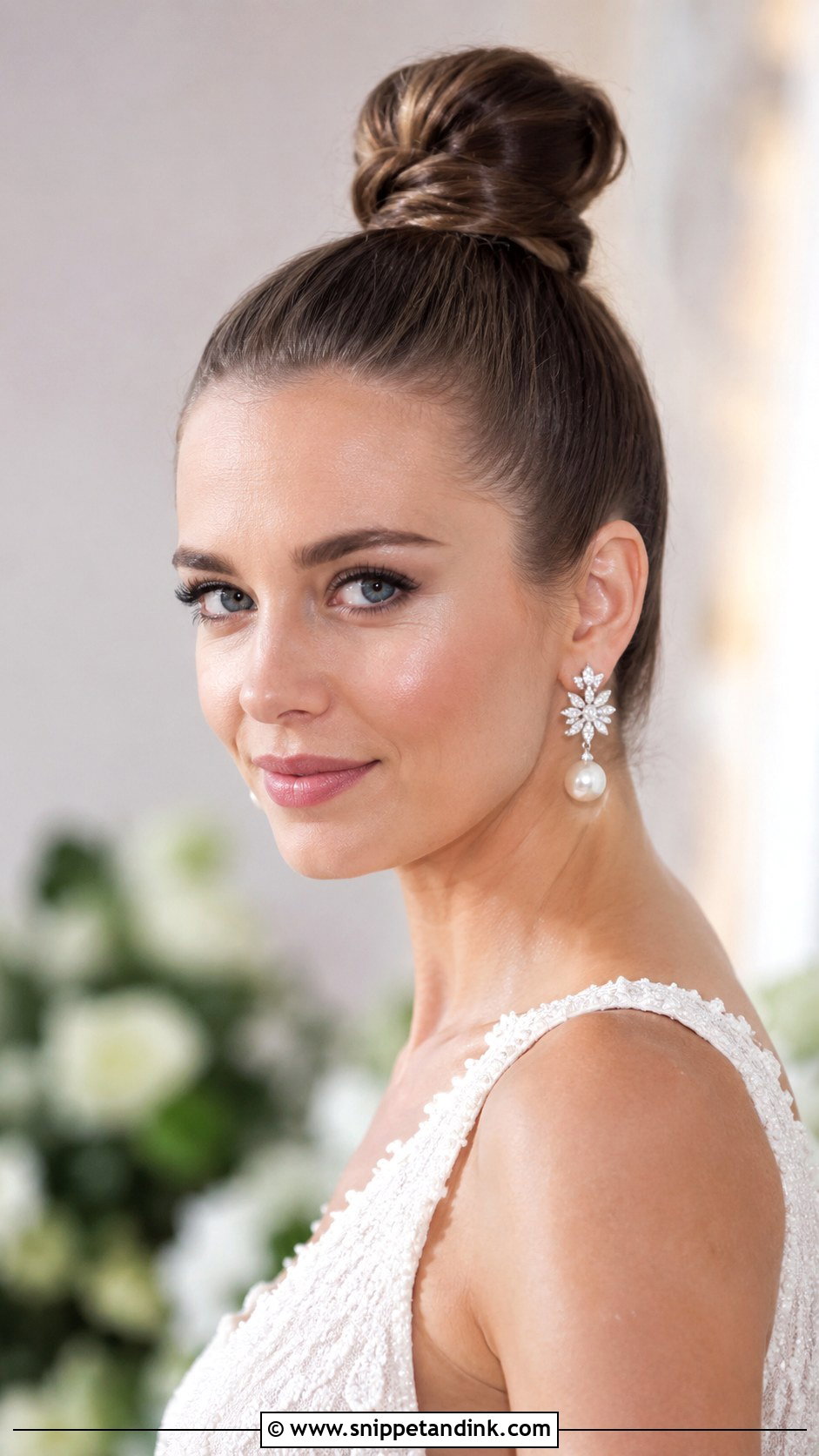 Straight Hair Top Knot - Snippet and Ink - 25 Straight Wedding Hairstyles