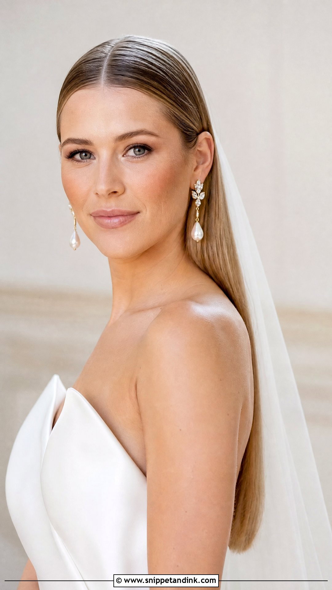 Straight Hair Tucked Behind Ears - Snippet and Ink - 20 Elegant Straight Wedding Hairstyles