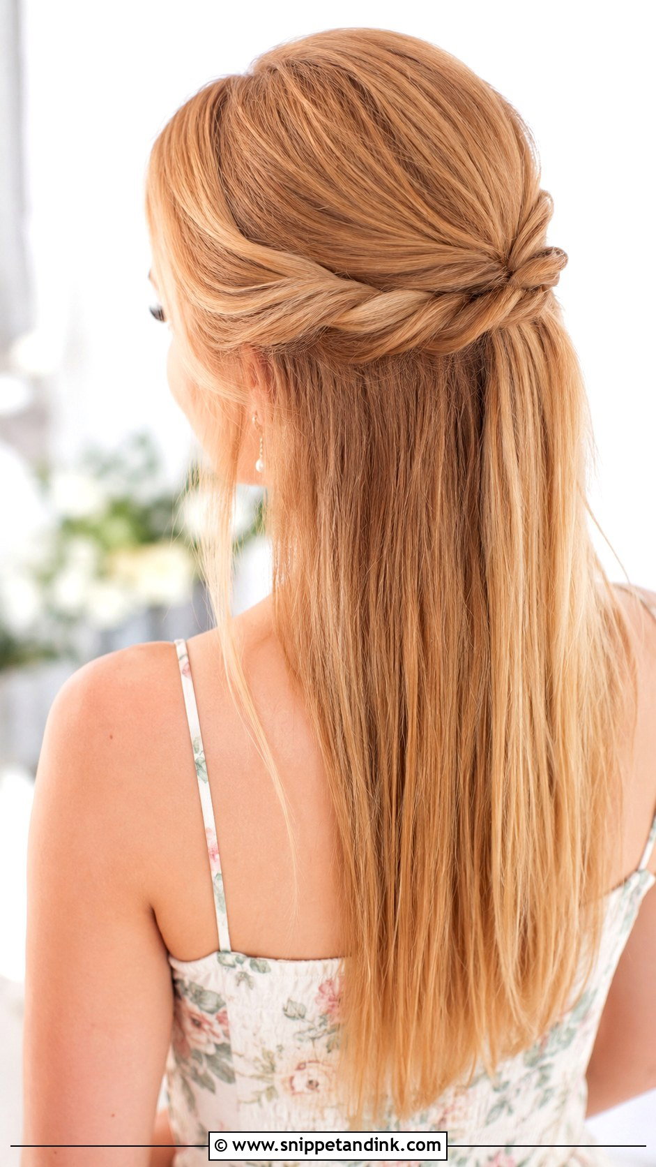Straight Hair Twisted Half Up Bridesmaid Hairstyle - Snippet and Ink - 20 Bridesmaid Hairstyles Straight Hair