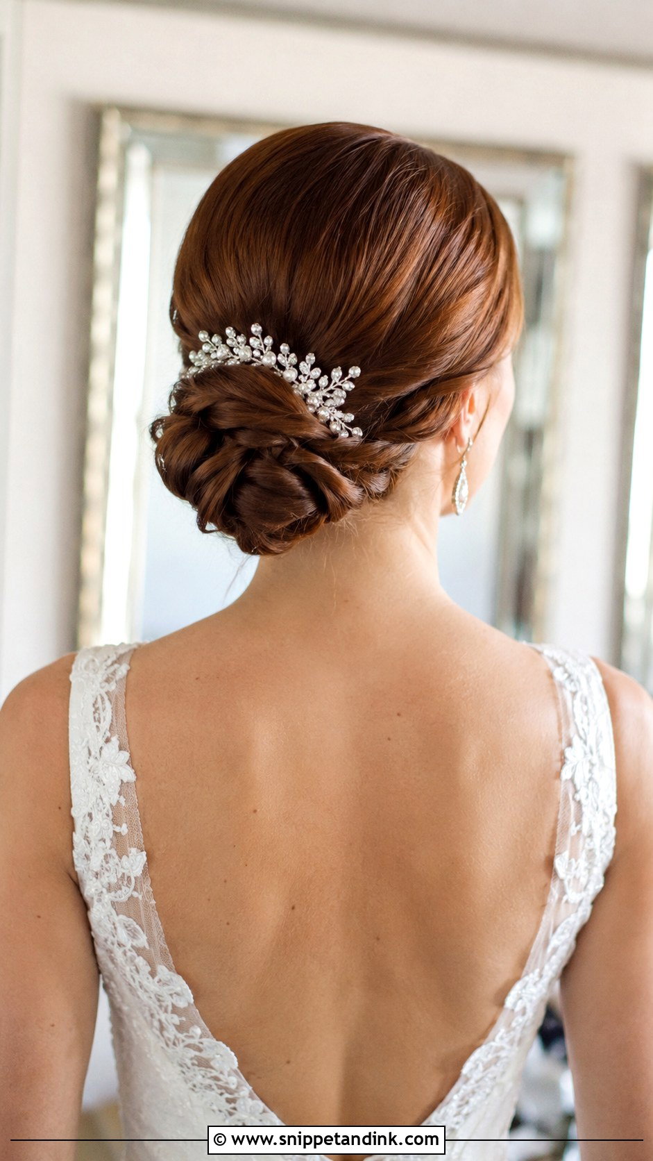Straight Hair Twisted Low Bun - Snippet and Ink - 25 Straight Wedding Hairstyles