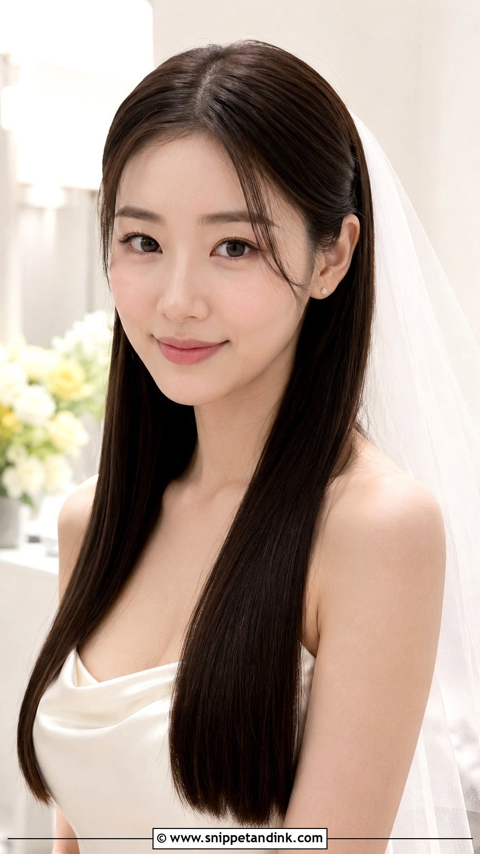 Straight Hair Wedding Hairstyle - Snippet and Ink - 15 Latest Hairstyles for Wedding