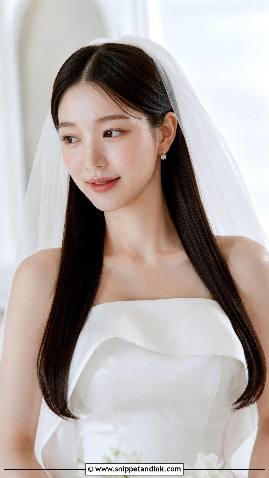 Straight Hair Wedding Hairstyle - Snippet and Ink - 15 Minimalist Wedding Hairstyles