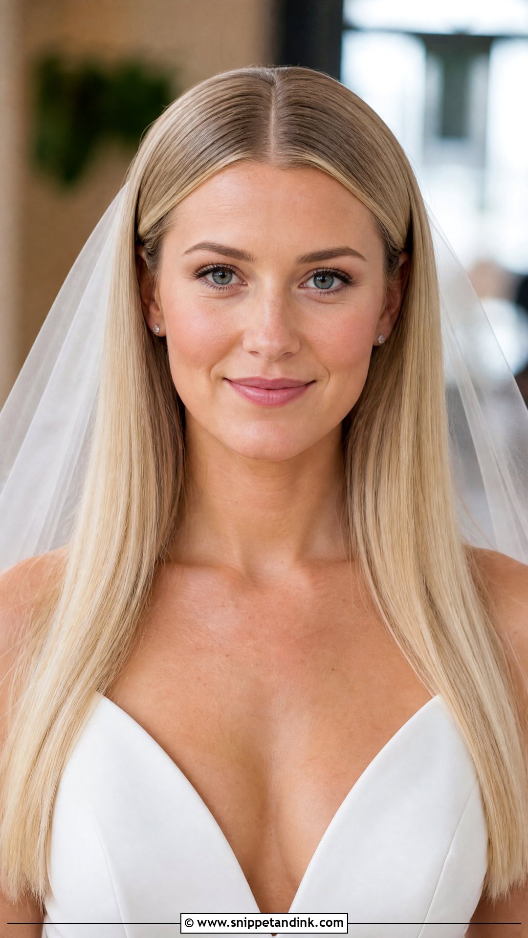 Straight Hair Wedding Middle Part - Snippet and Ink - 20 Wedding Hair for Straight Hair Ideas