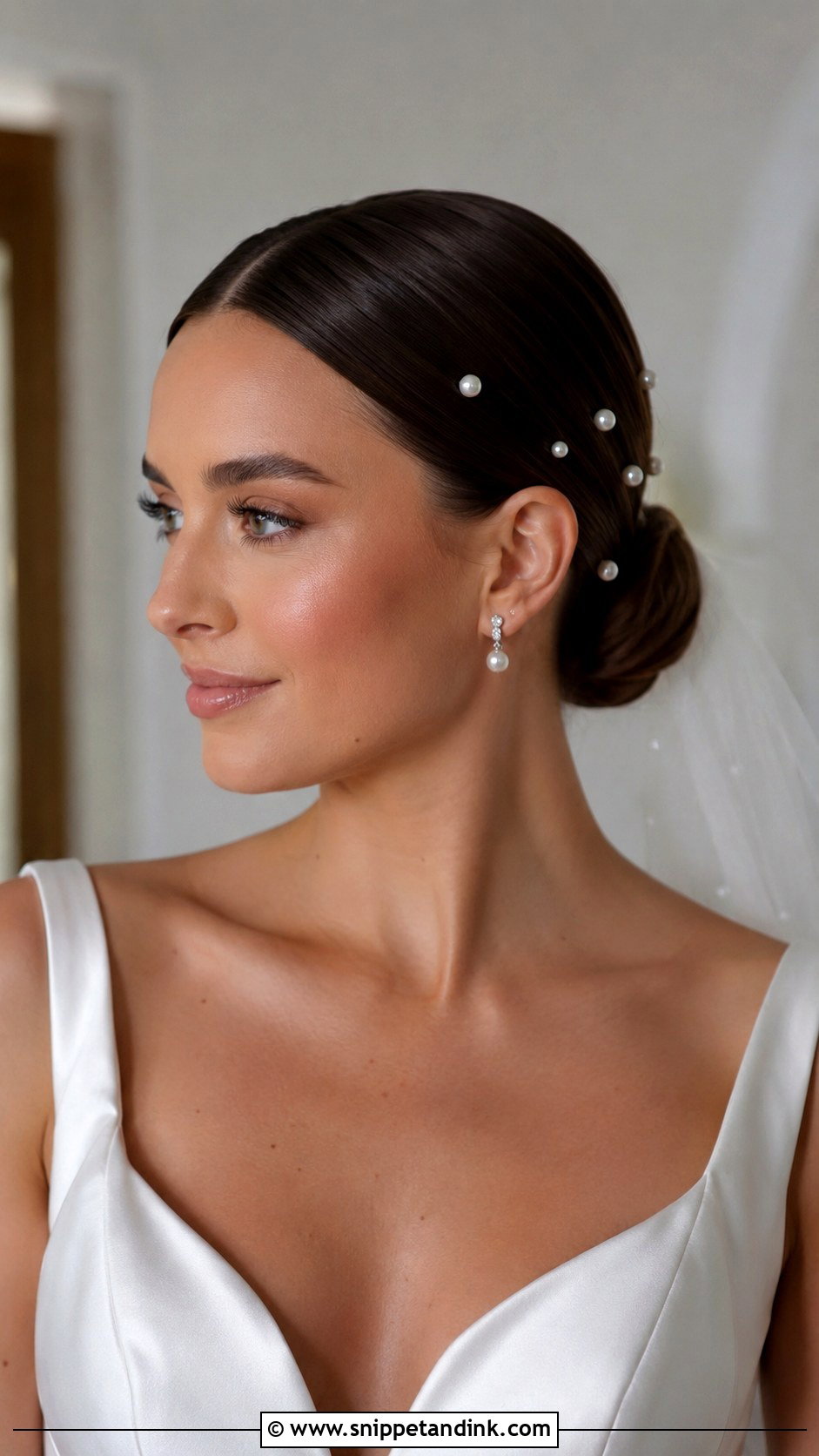 Straight Hair Wedding With Pearl Pins - Snippet and Ink - 15 Straight Hair Wedding Styles Brides