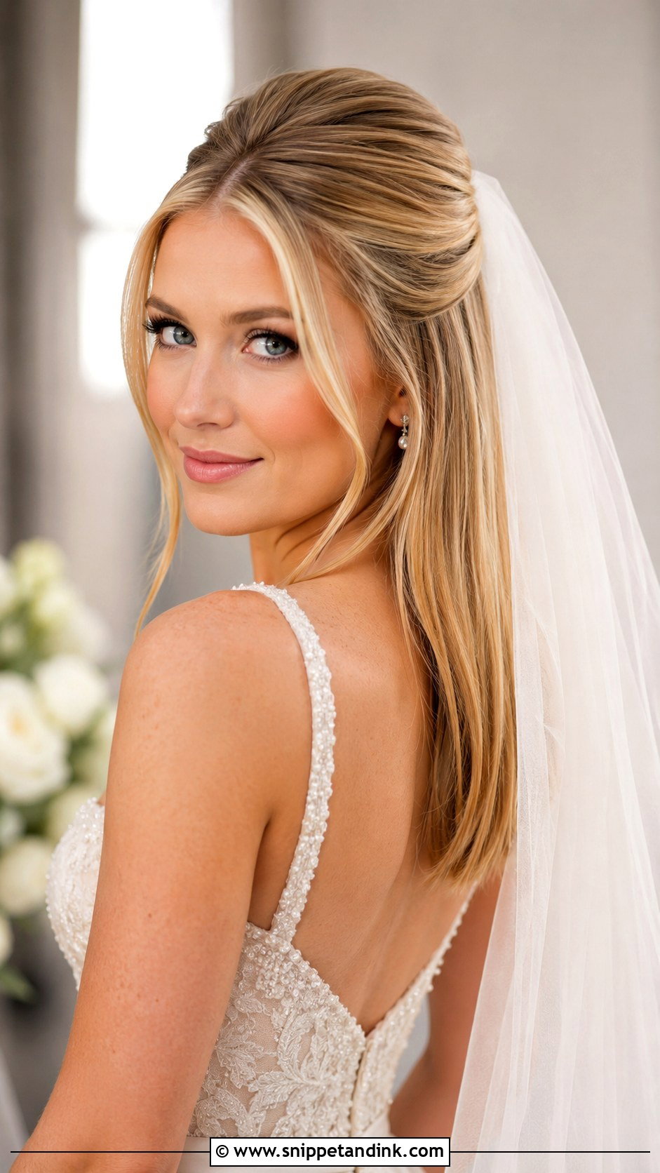 Straight Hair Wedding With Veil - Snippet and Ink - 15 Straight Hair Wedding Styles Brides