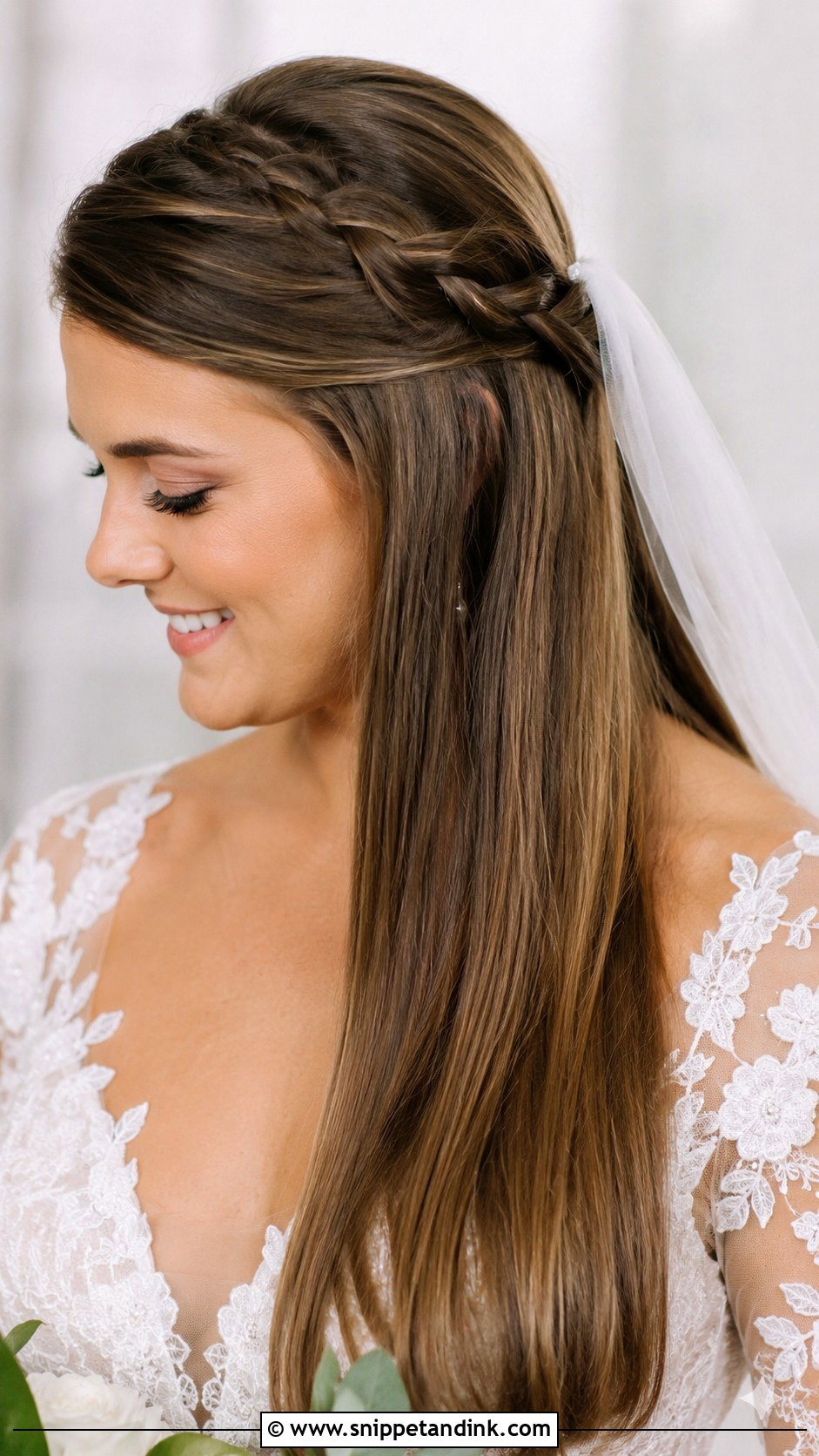 Straight Hair With Braided Accent - Snippet and Ink - 25 Wedding Hairstyles Straight Hair