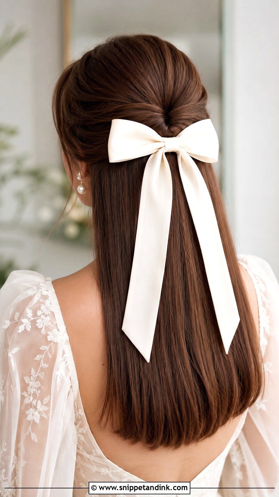 Straight Hair With Bridal Bow - Snippet and Ink - 15 Straight Hairstyles for Bride