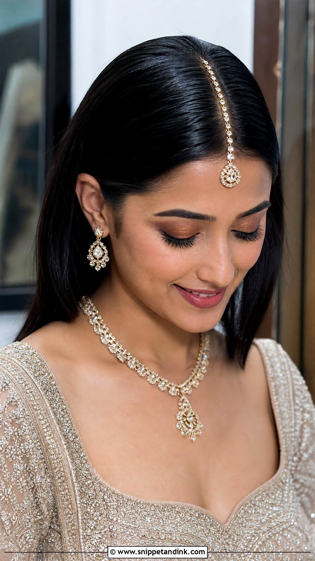 Straight Hair With Center Part - Snippet and Ink - 15 Easy Hairstyles for Indian Wedding