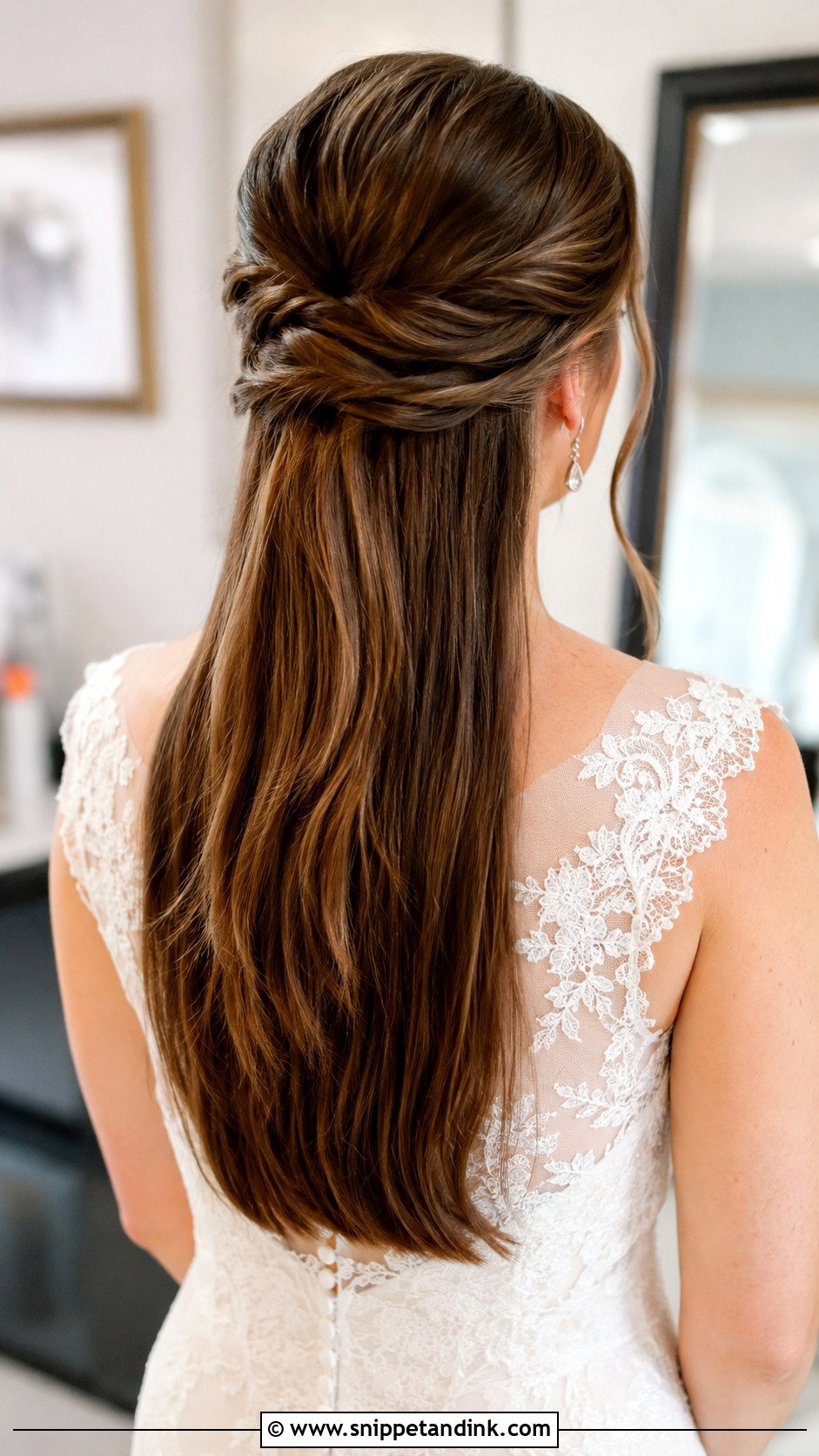 Straight Hair With Center Twist - Snippet and Ink - 25 Long Straight Hairstyles for Wedding