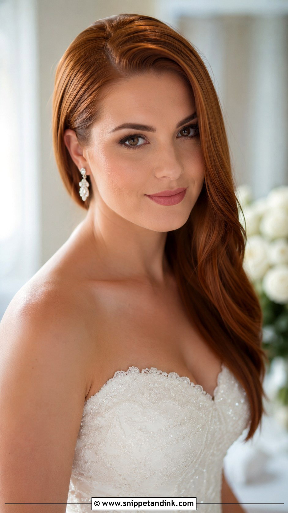 Straight Hair With Deep Side Part - Snippet and Ink - 25 Straight Wedding Hair Ideas