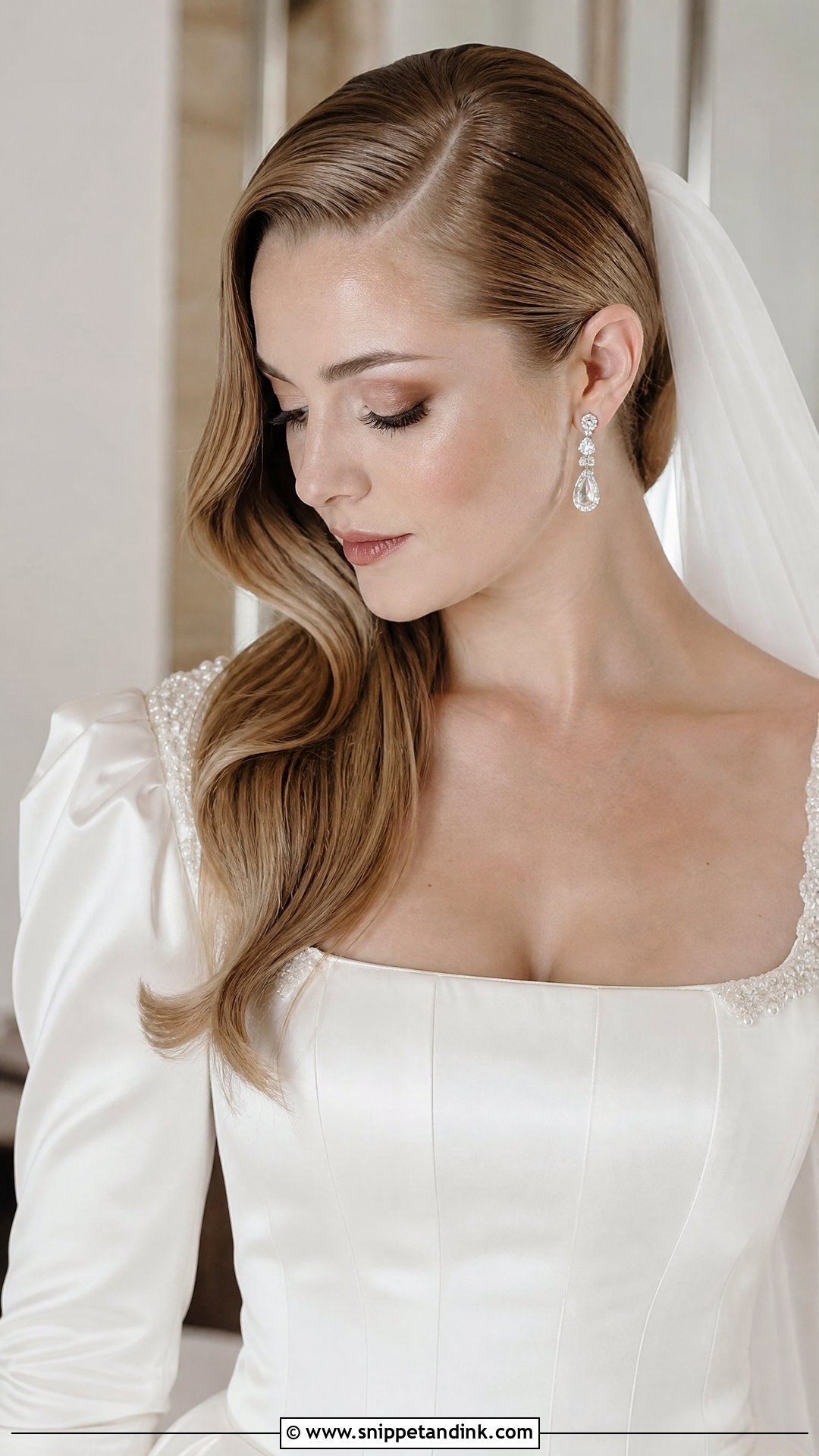 Straight Hair With Deep Side Part - Snippet and Ink - 20 Minimal Wedding Hairstyle Ideas
