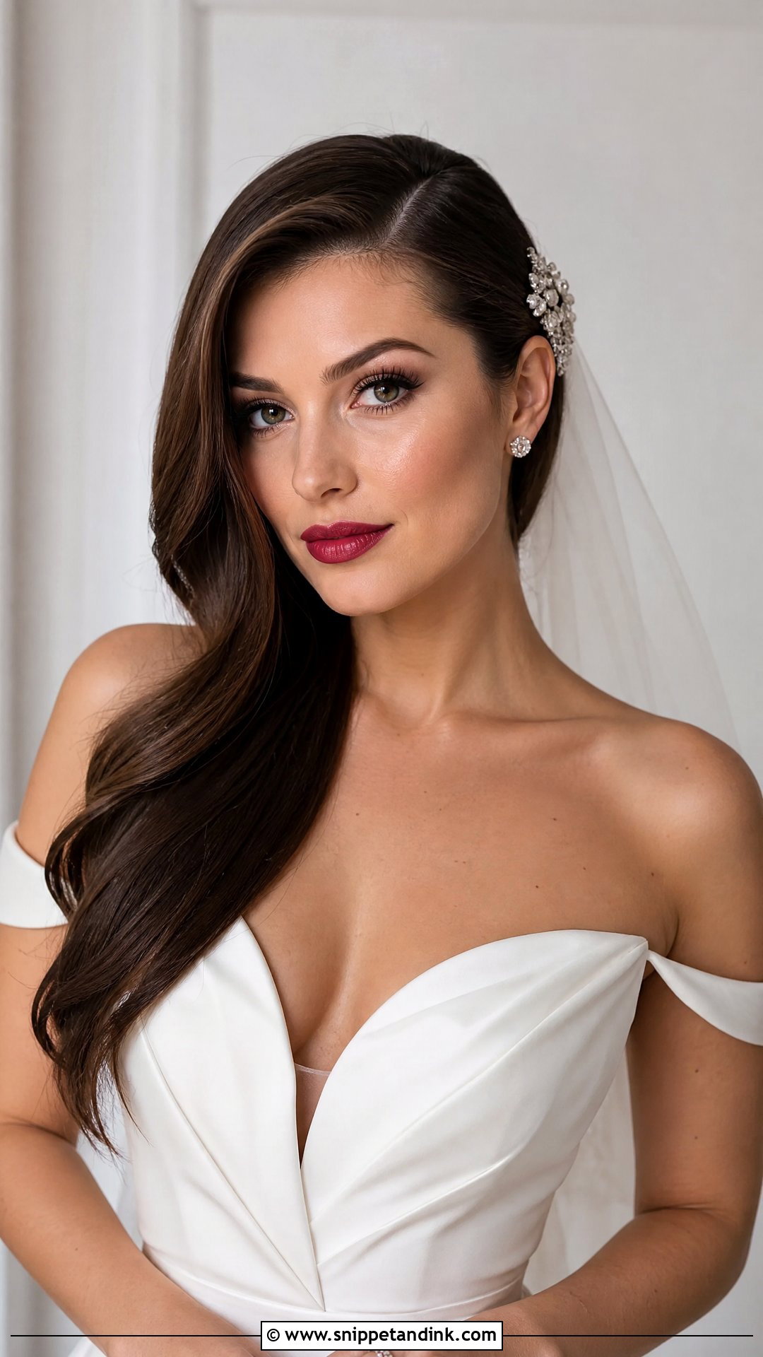 Straight Hair With Deep Side Sweep - Snippet and Ink - 20 Wedding Hairstyle for Straight Hair Ideas