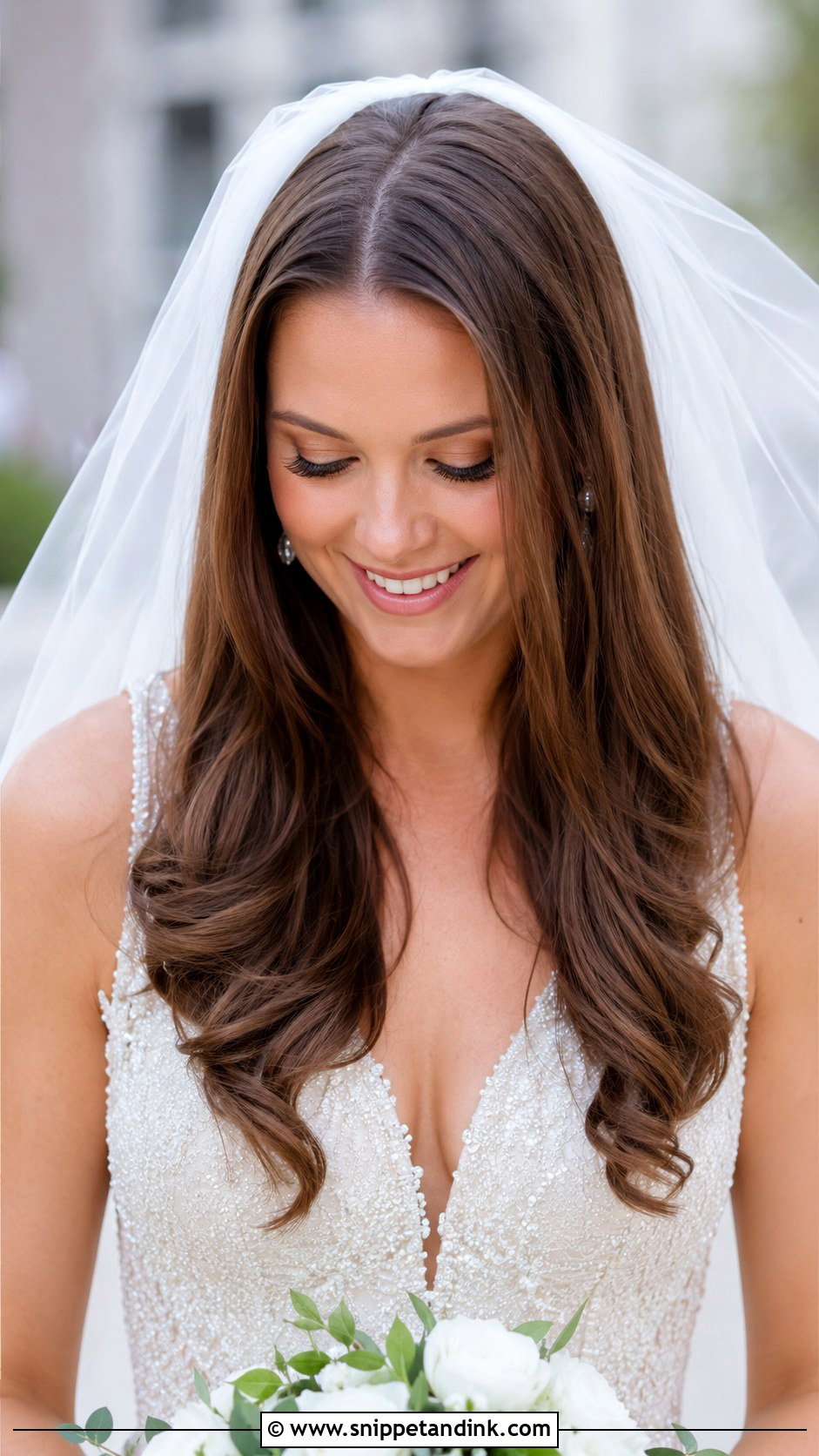 Straight Hair With Deep Waves at Ends - Snippet and Ink - 30 Straight Hair Wedding Styles