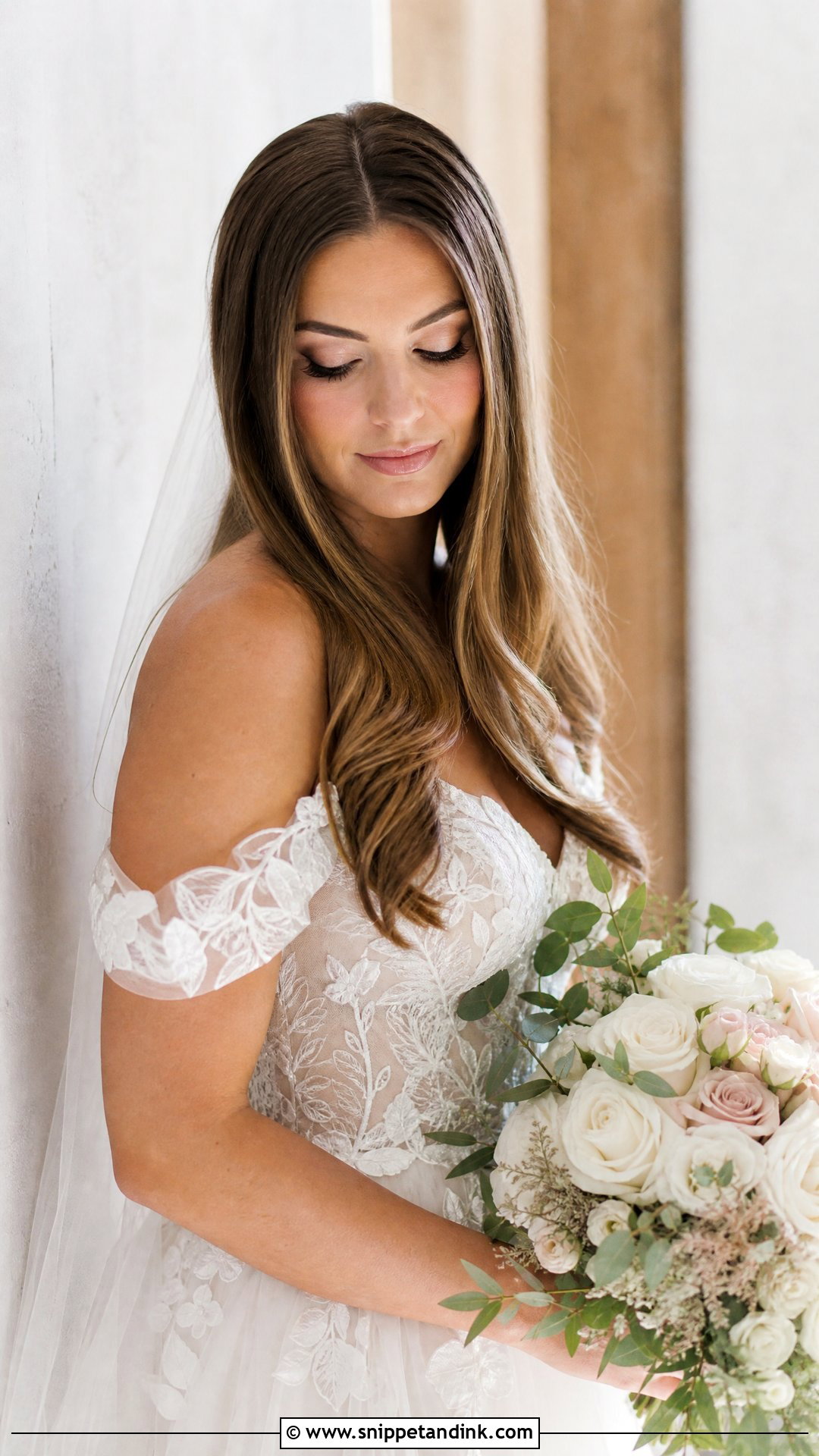 Straight Hair With Deep Waves at Ends - Snippet and Ink - 20 Elegant Straight Wedding Hairstyles