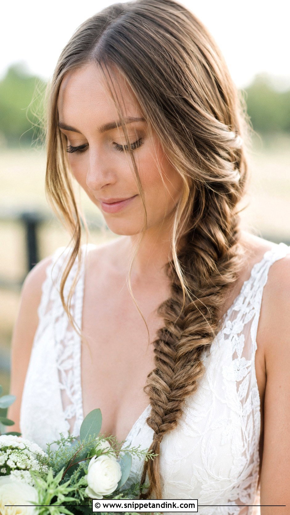 Straight Hair With Fishtail Braid - Snippet and Ink - 30 Straight Hairstyles for Wedding