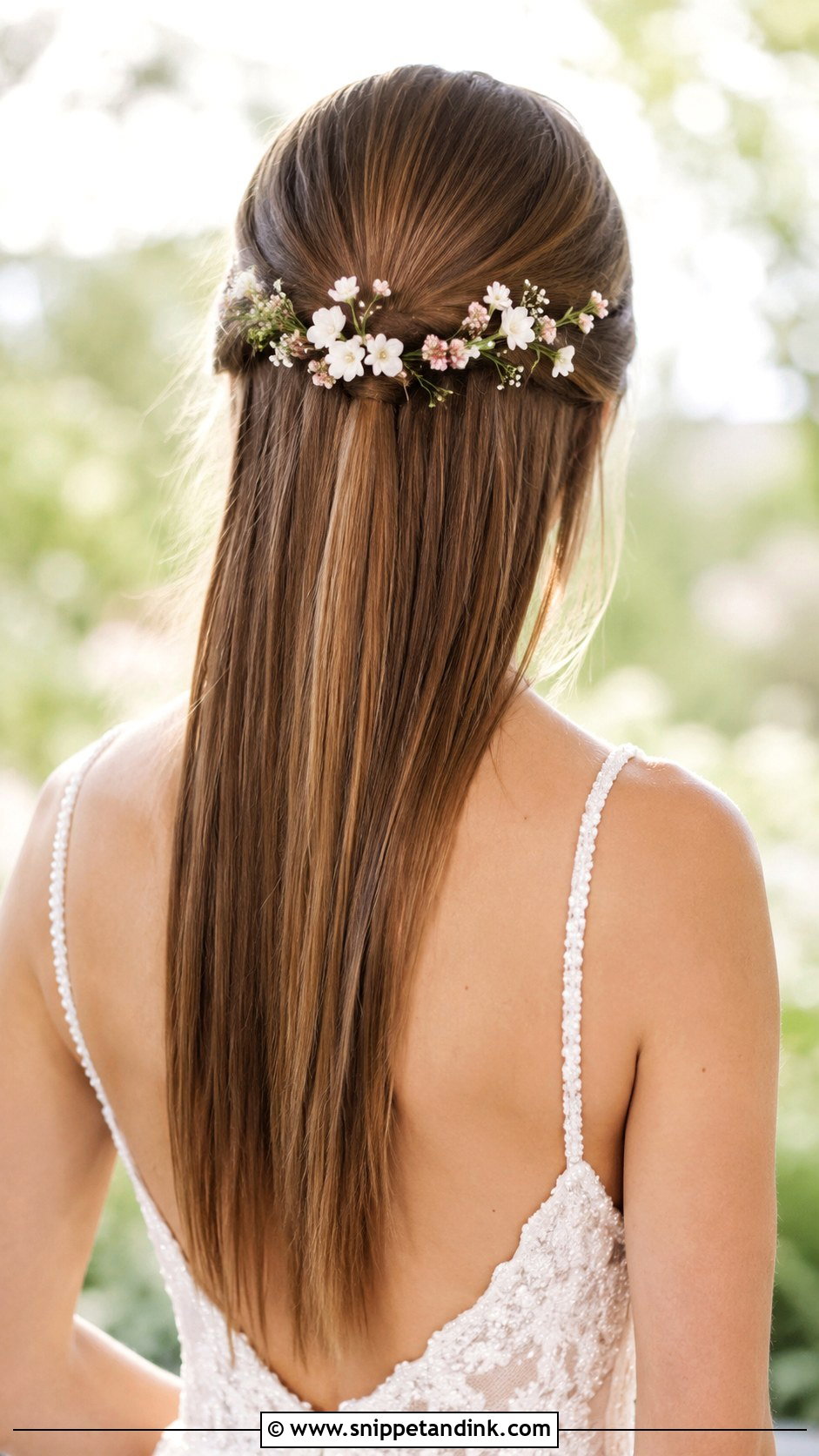 Straight Hair With Floral Pins - Snippet and Ink - 25 Wedding Hairstyles Straight Hair