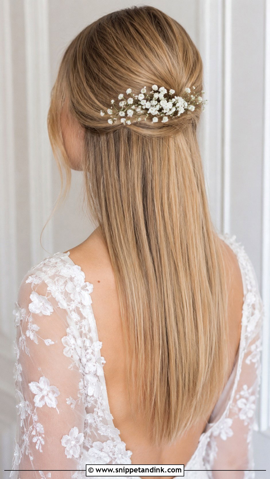 Straight Hair With Flower Accents - Snippet and Ink - 25 Long Straight Hairstyles for Wedding