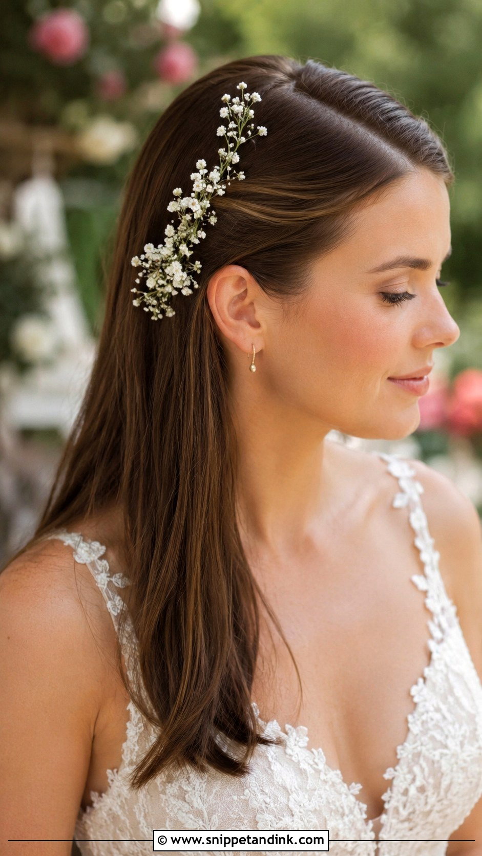 Straight Hair With Flower Accessories - Snippet and Ink - 30 Straight Hairstyles for Wedding