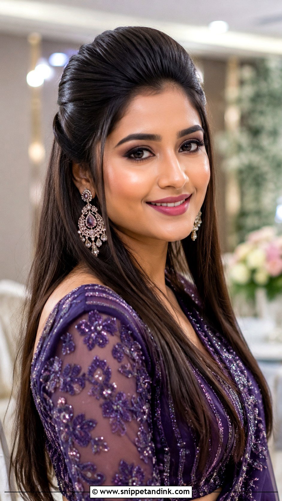 Straight Hair With Front Puff - Snippet and Ink - 15 Straight Hairstyles for Indian Wedding