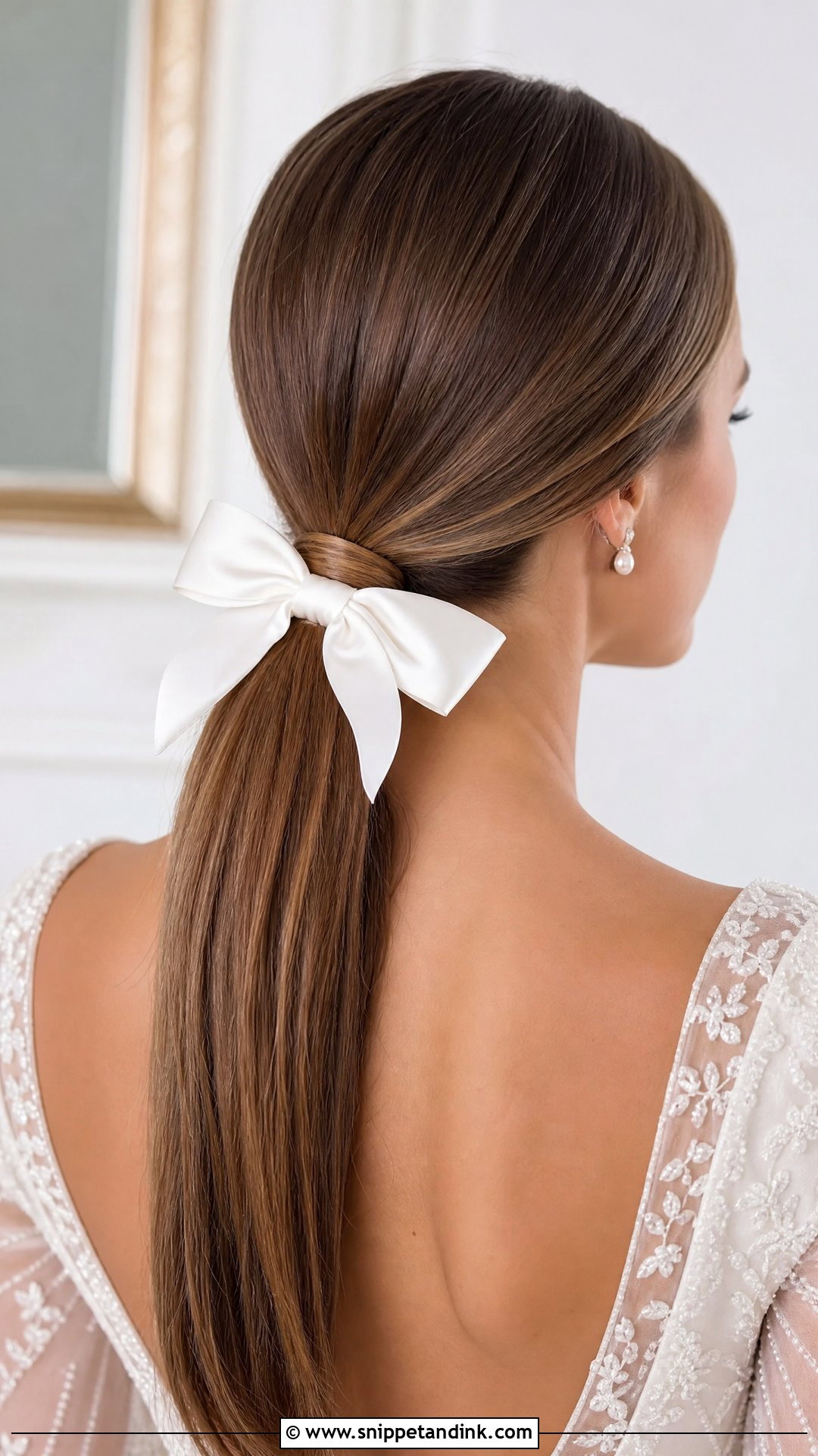 Straight Hair With Hair Bow Wedding Hairstyle - Snippet and Ink - 20 Wedding Hairstyles with Straight Hair