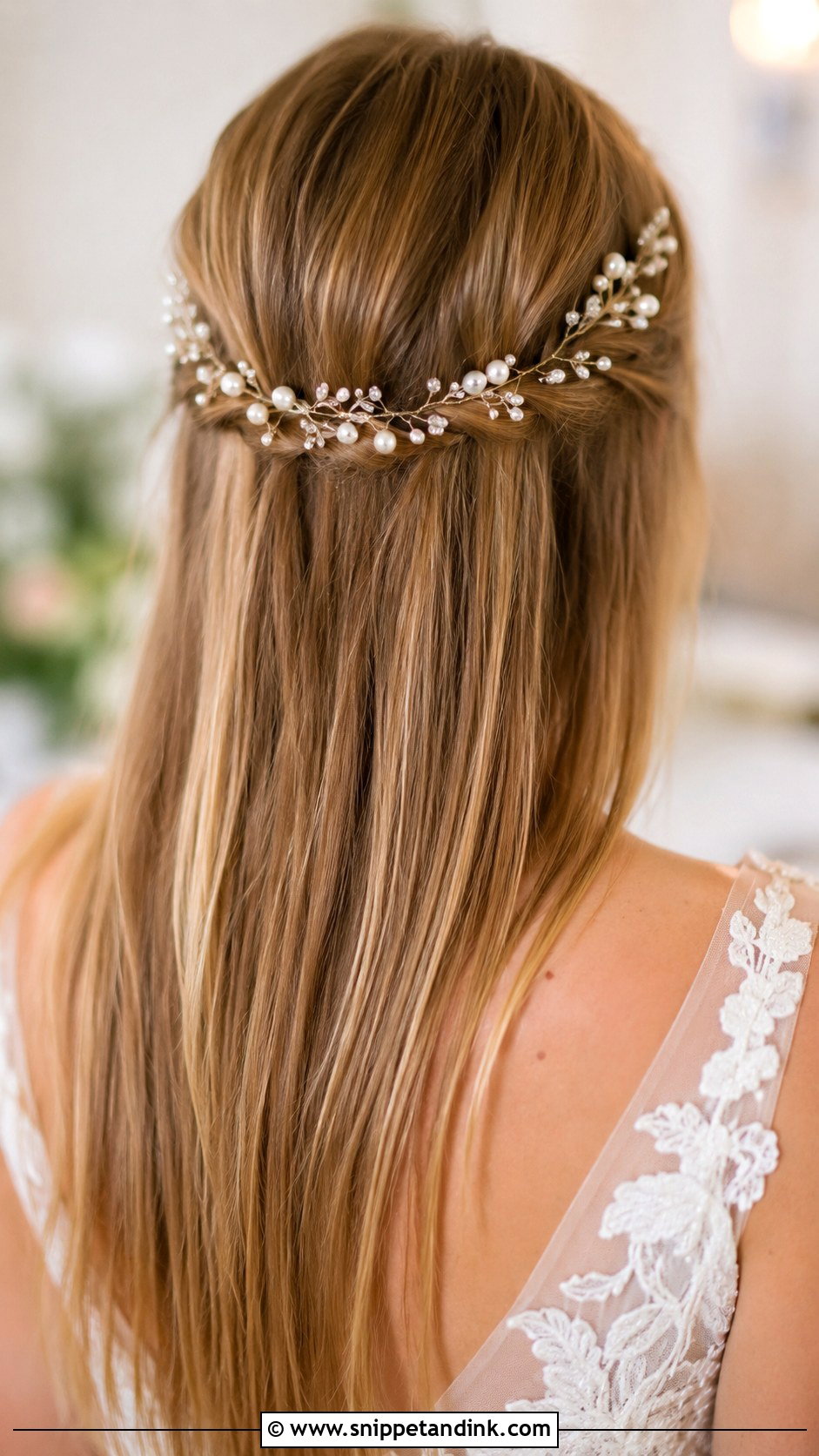 Straight Hair With Hair Vine - Snippet and Ink - 30 Straight Hair Wedding Styles
