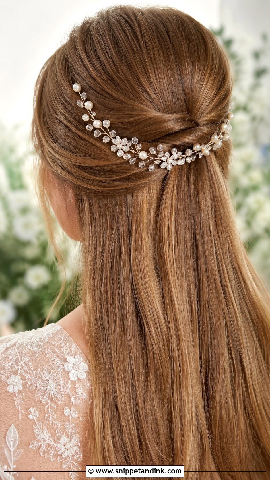 Straight Hair With Hair Vine - Snippet and Ink - 25 Straight Wedding Hairstyles