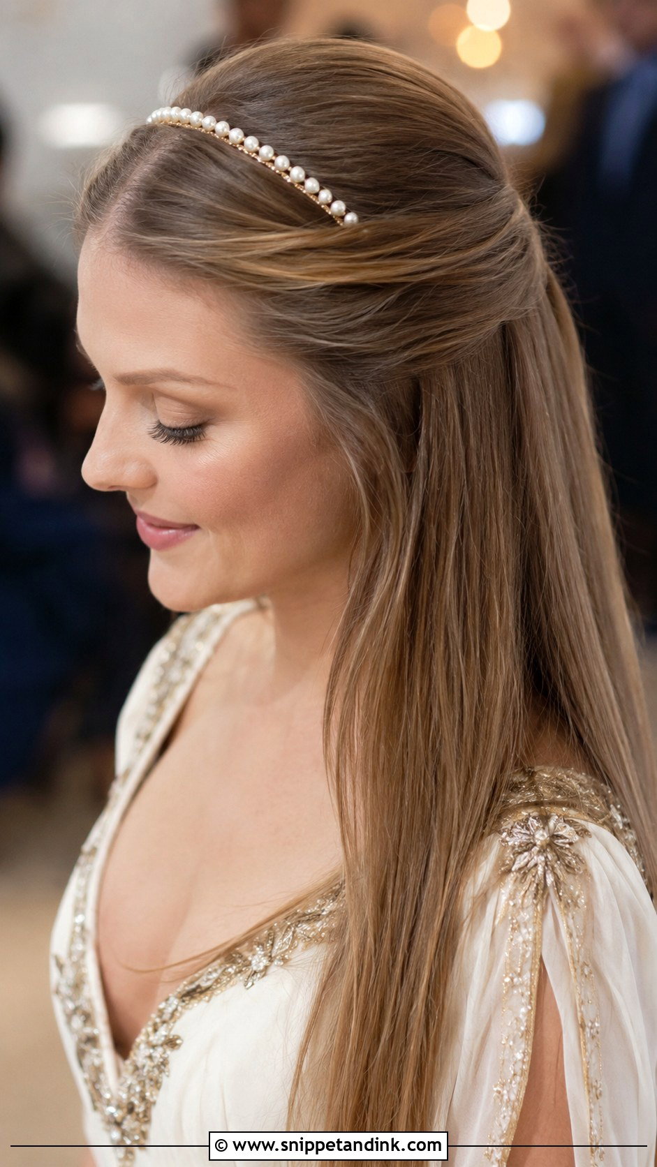 Straight Hair With Headband - Snippet and Ink - 30 Straight Hair Wedding Styles