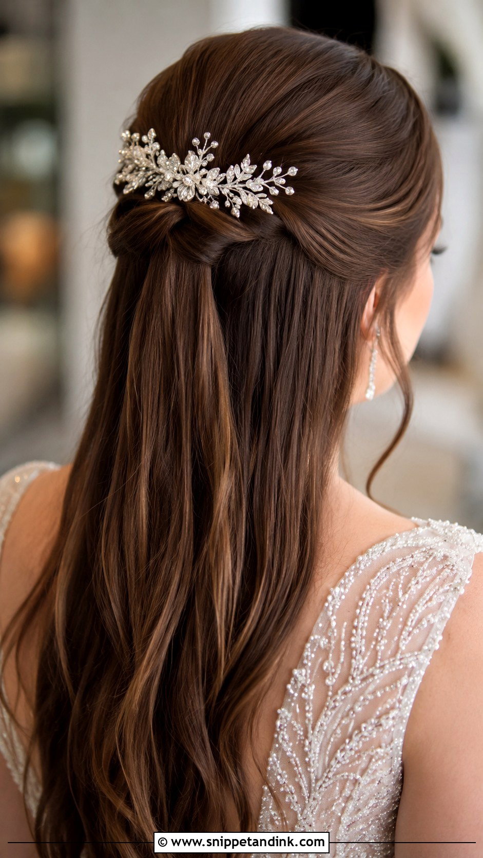 Straight Hair With Jeweled Comb - Snippet and Ink - 30 Straight Hairstyles for Wedding