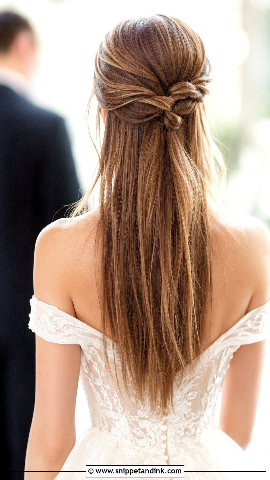 Straight Hair With Knotted Half Up - Snippet and Ink - 30 Straight Hairstyles for Wedding