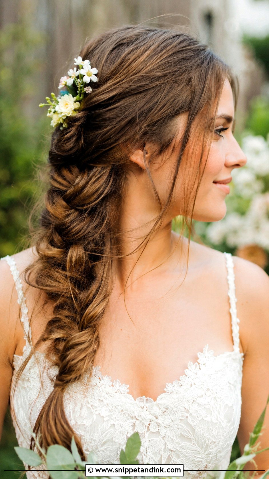 Straight Hair With Loose Braid - Snippet and Ink - 30 Straight Hair Wedding Styles