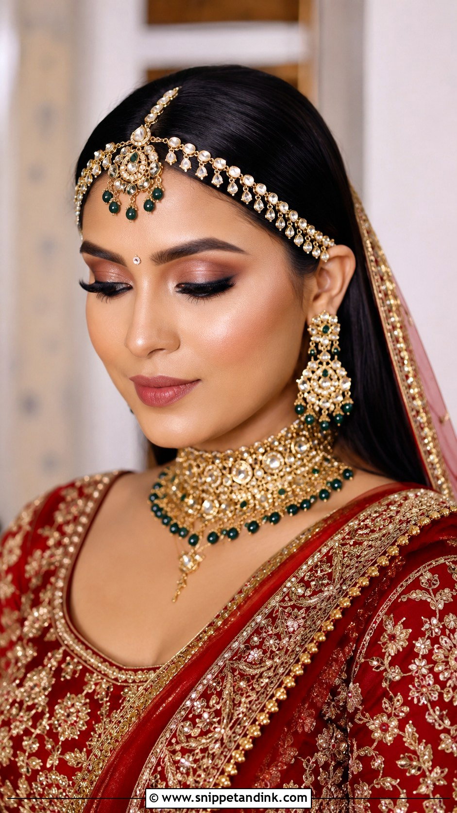 Straight Hair With Matha Patti Indian Wedding - Snippet and Ink - 15 Straight Hairstyles Indian Wedding