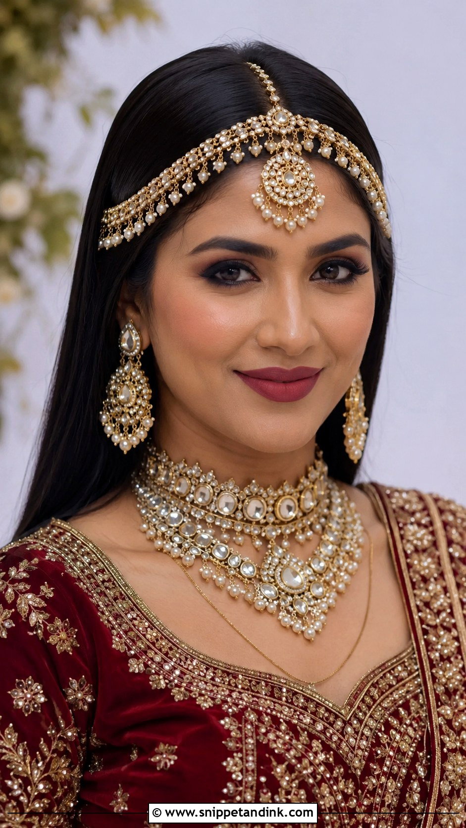 Straight Hair With Matha Patti - Snippet and Ink - 15 Straight Hairstyles for Indian Wedding